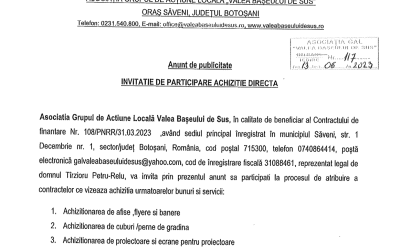 Invitatie participare achizitie directa